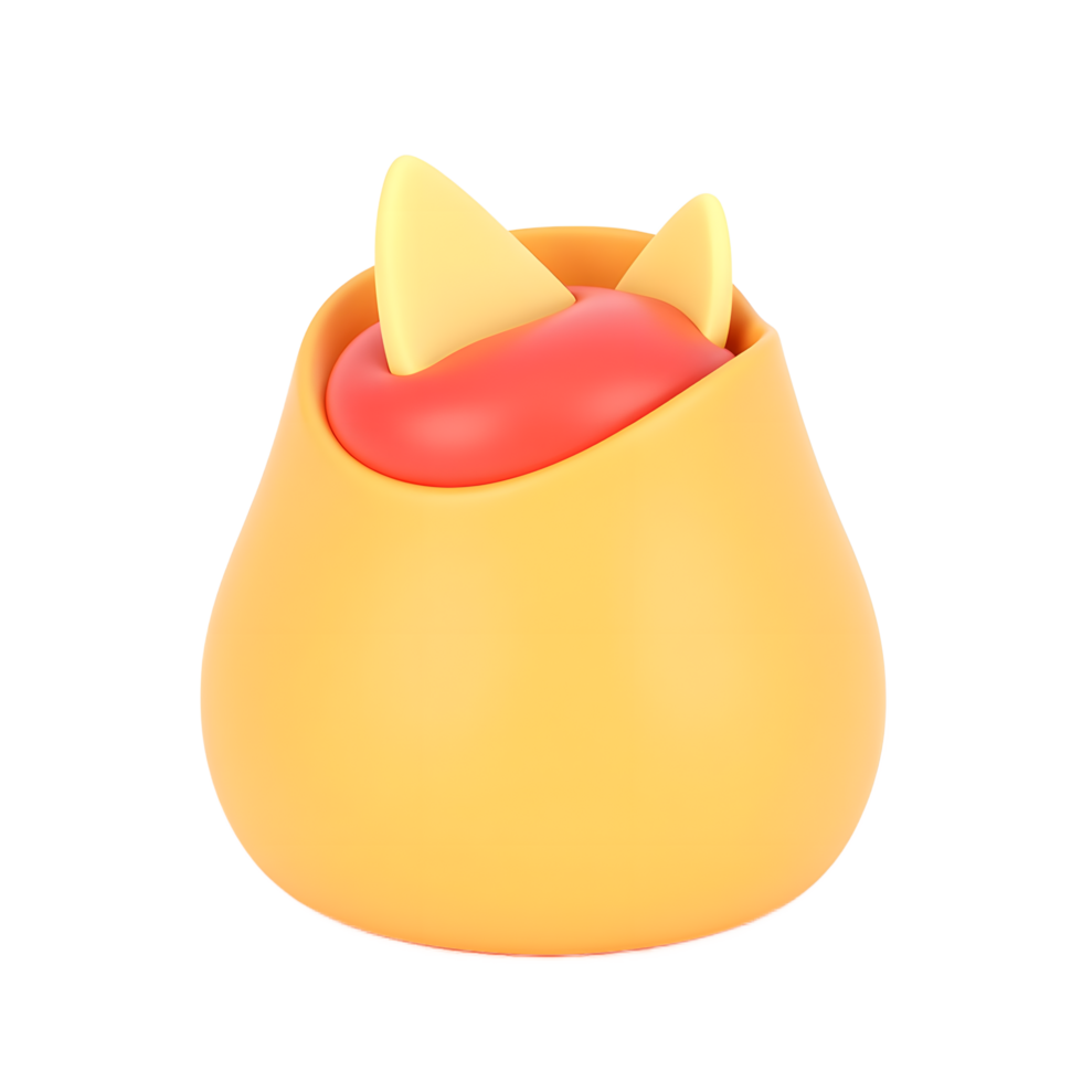 Cute 3D Render of a Cat Hiding in a Pot png