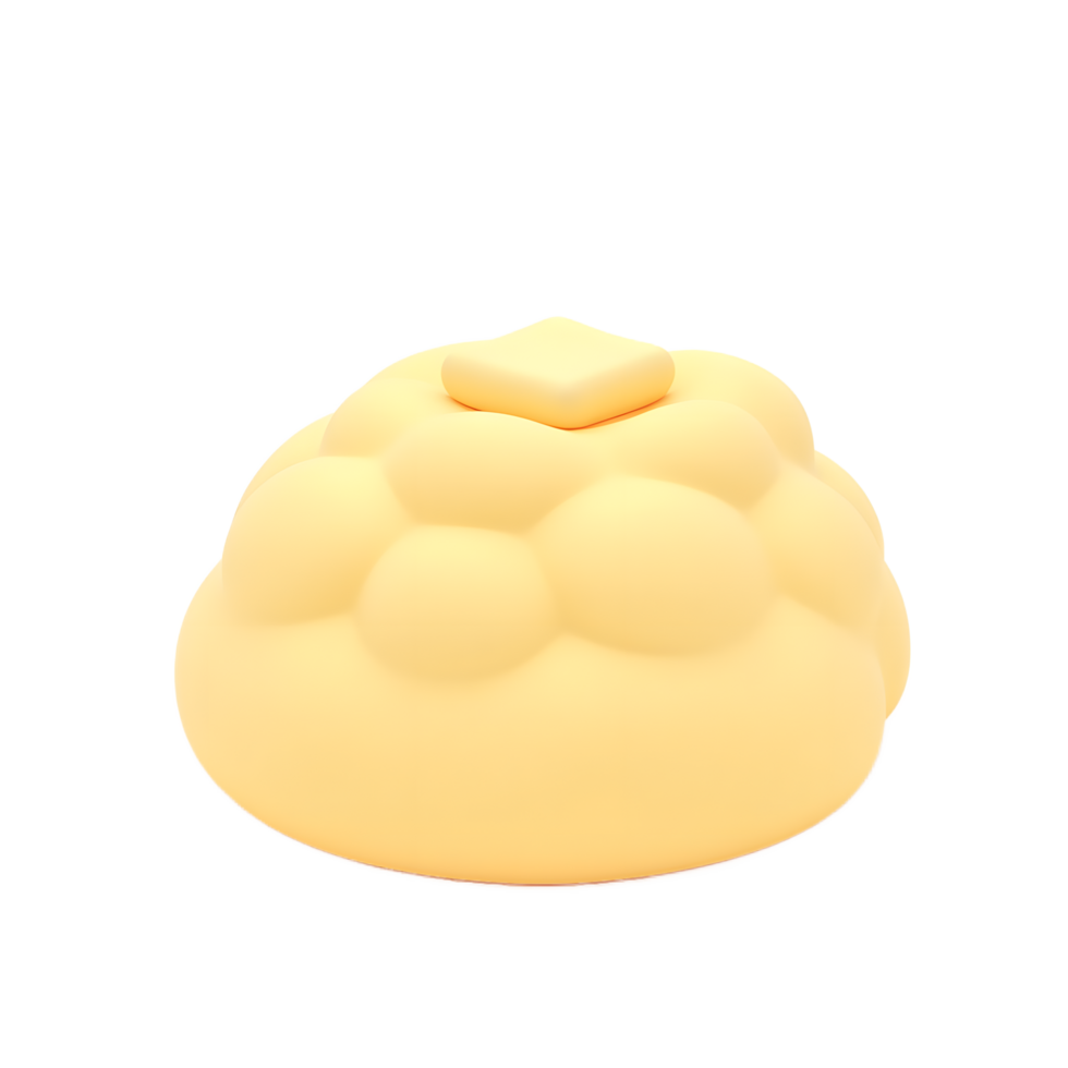Pastel Yellow 3D Render of a Bubbly Pastry with Butter png