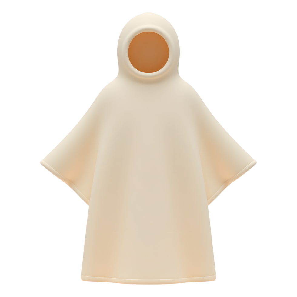 Cream Hooded Poncho 3D Render Model png
