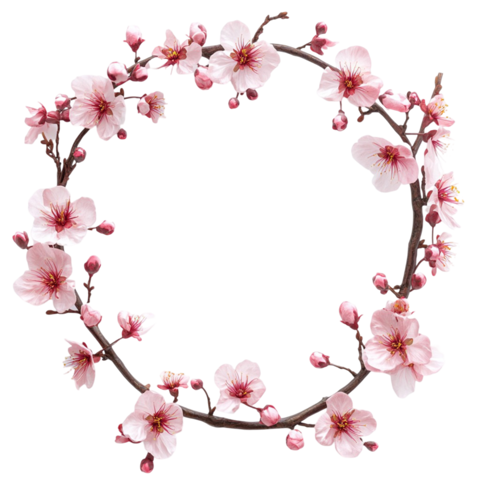 Cherry Blossom Wreath with Pink Flowers png