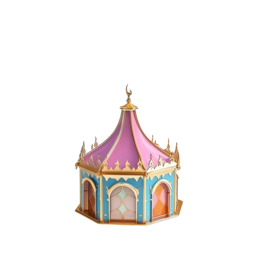 Small Fantasy Tent with a Pink and Gold Design png