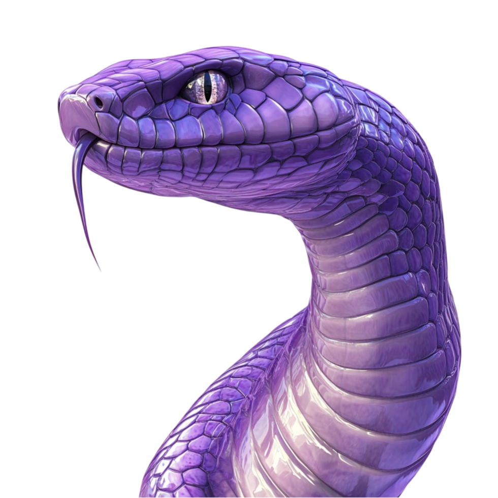 Realistic Purple Snake Head with Glossy Texture png