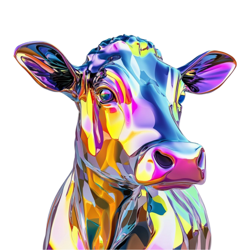 Colorful Abstract Cow Painting Modern Artistic Design png