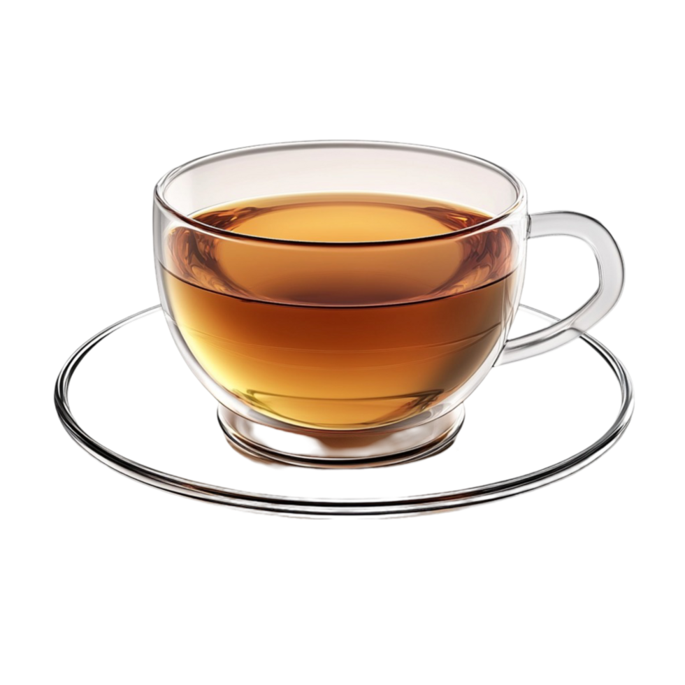 Transparent Glass of Hot Tea on a Saucer png