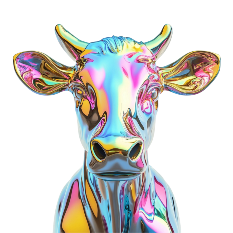 Vibrant Abstract Cow Portrait png