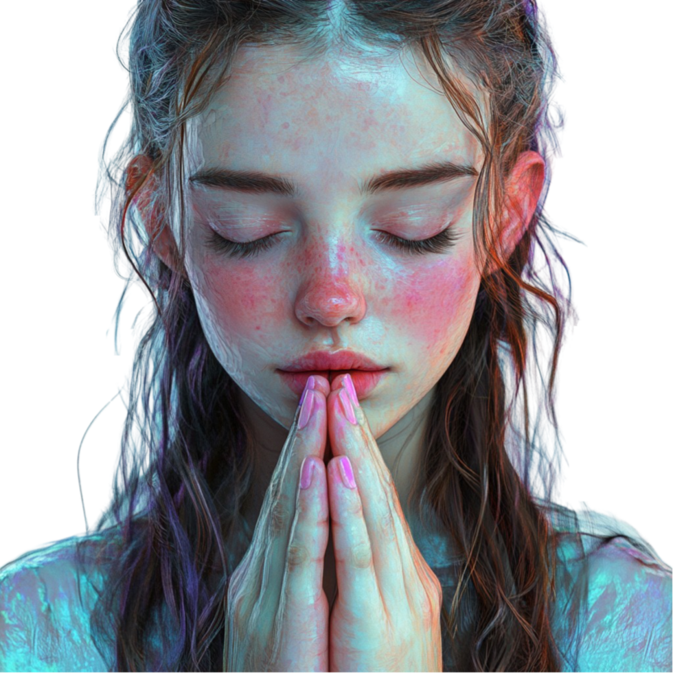 Girl in Deep Meditation with Soft Lighting and Closed Eyes png
