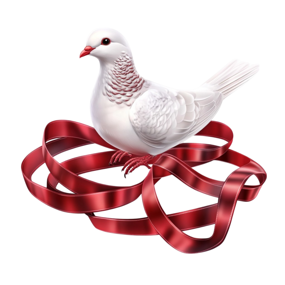 White Dove Wrapped in a Red Ribbon png