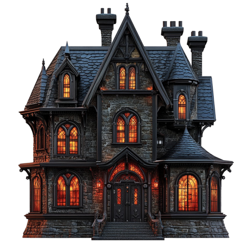 Haunted Gothic Mansion with Spooky Atmosphere png