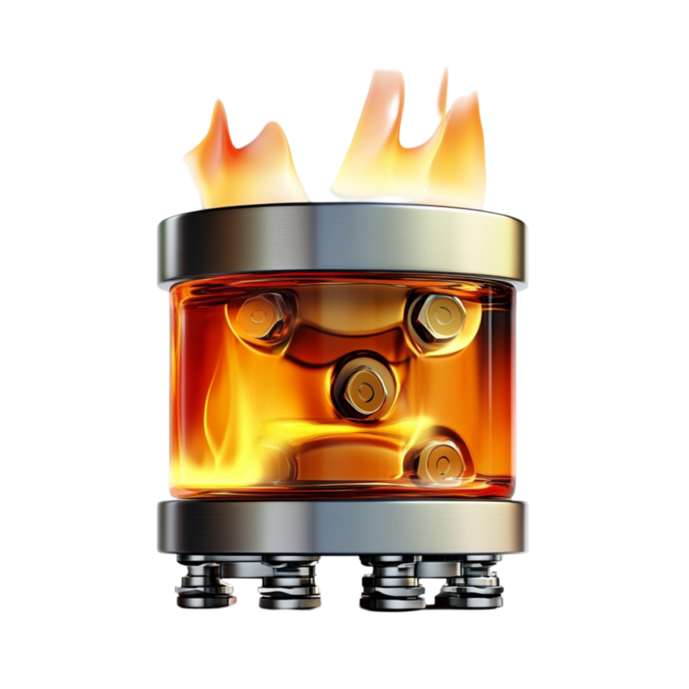 Metal Barrel with Flames Coming Out of It png
