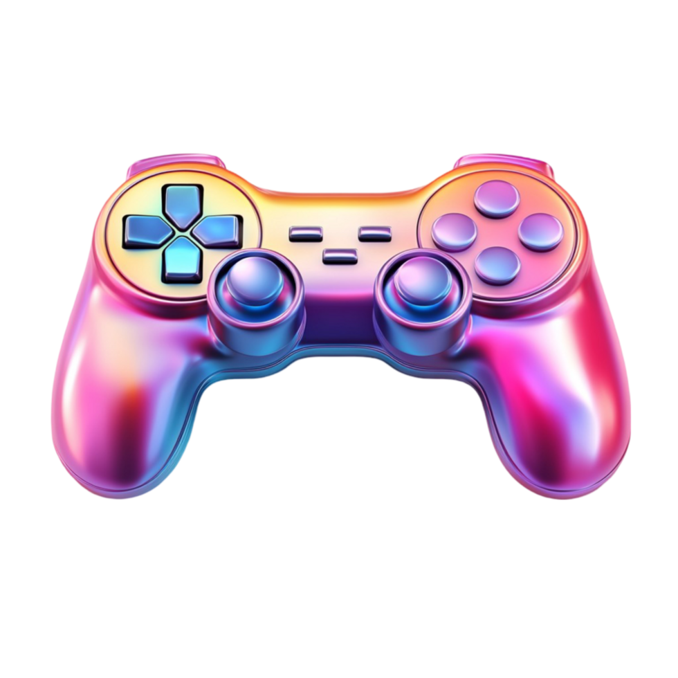 Colorful Gradient PlayStation Controller with Neon Effect png