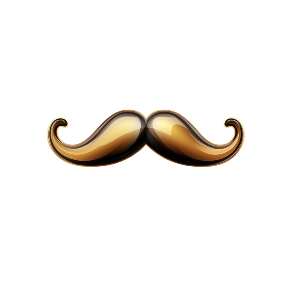 Golden Curly Mustache with 3D Shine png