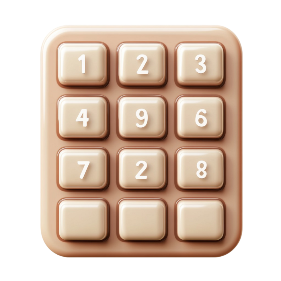 3D Wooden Keypad with Numbers png