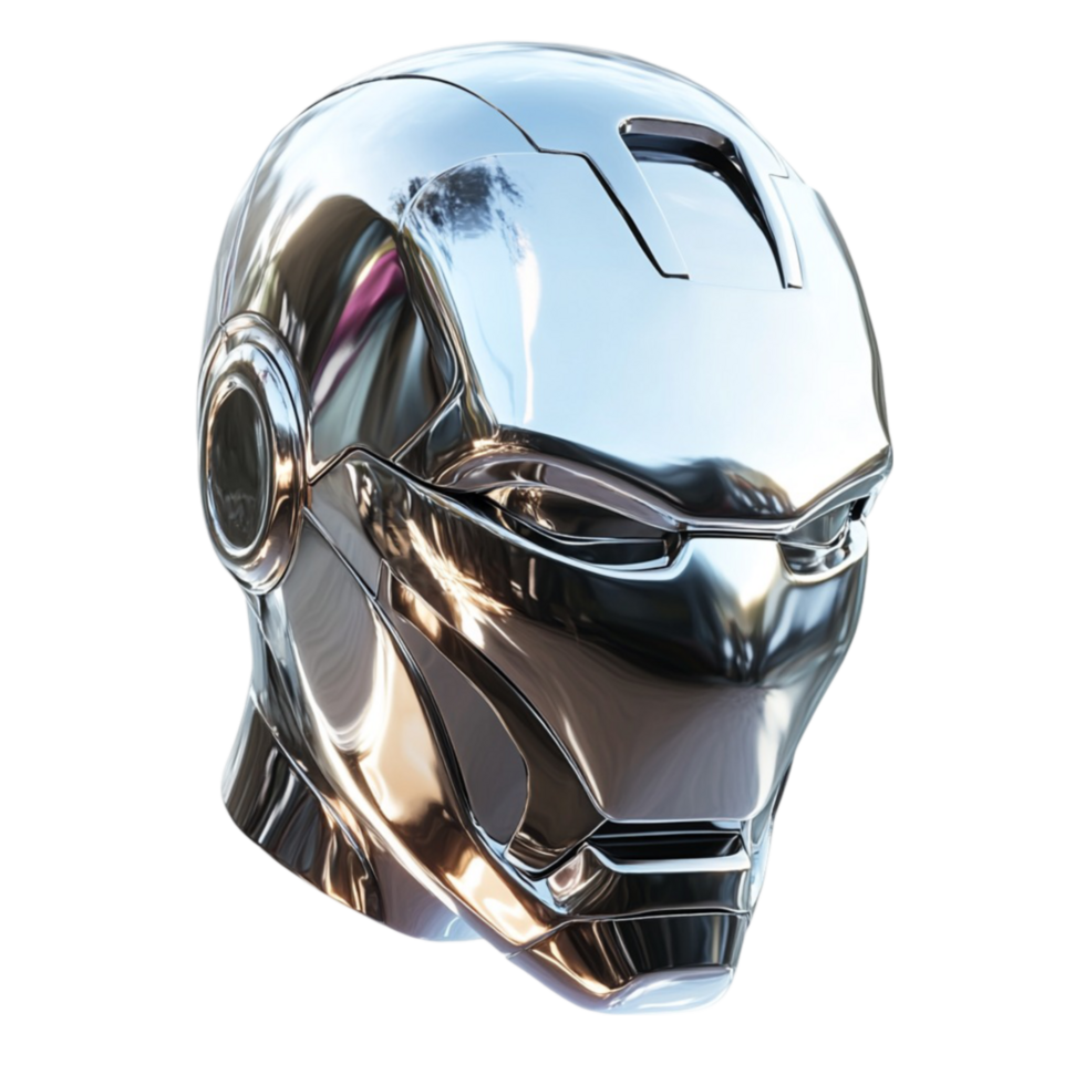 Futuristic Silver and Black Cyber Helmet png