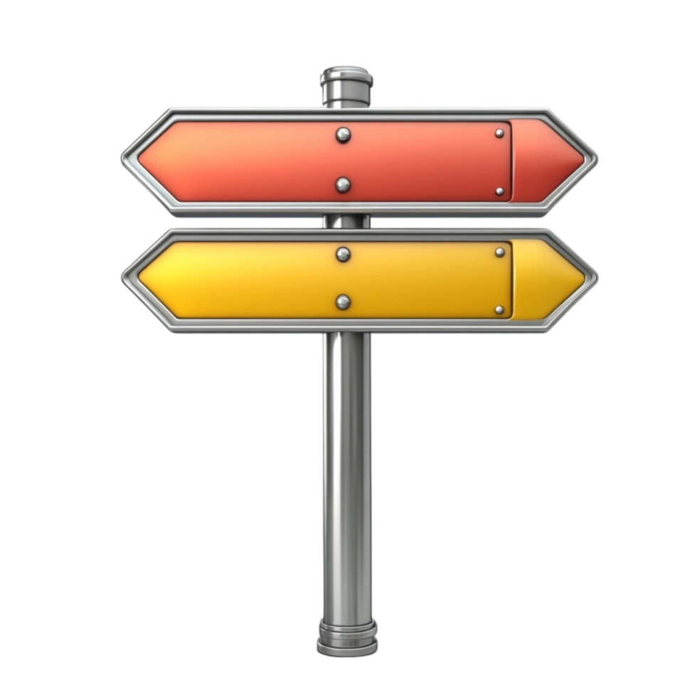 Metal Signpost with Two Different Colored Arrows png