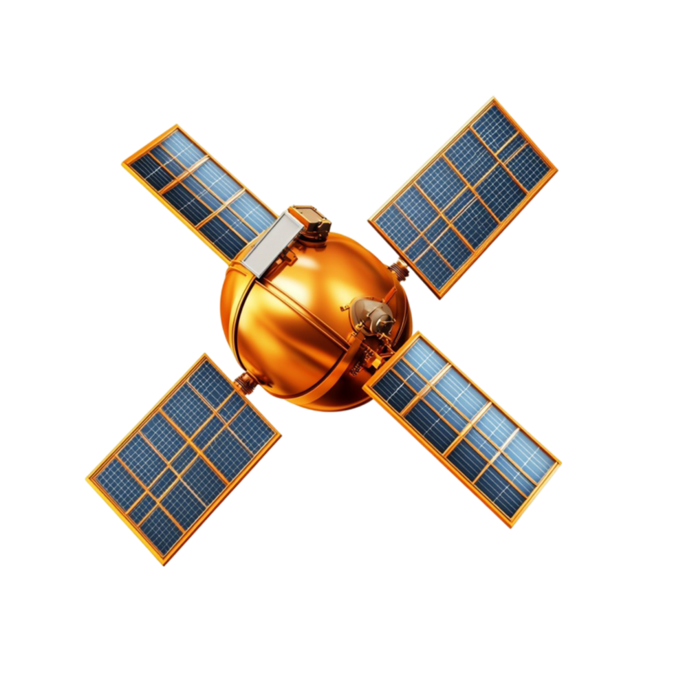 3D Satellite with Solar Panels png