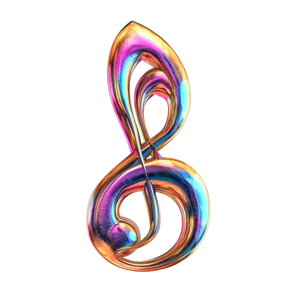Iridescent Twisted Musical Treble Clef png