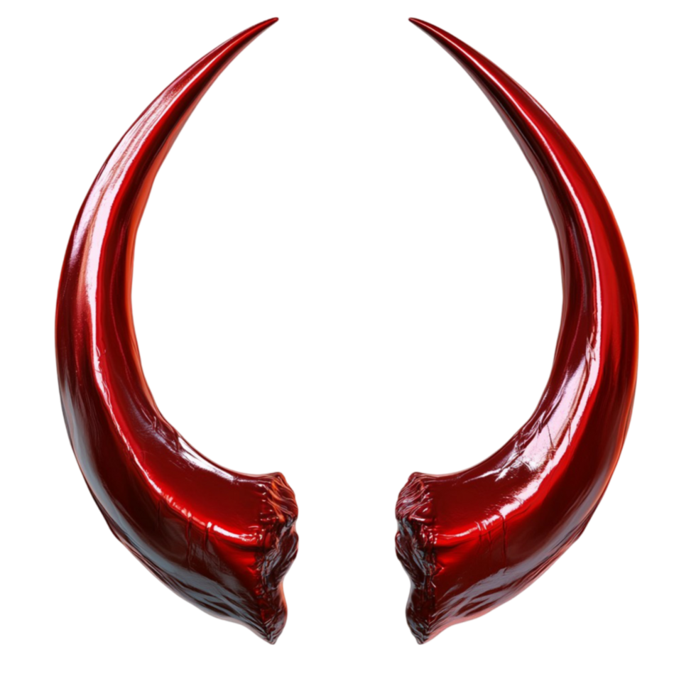 Red Devil Horns with Glossy Texture png