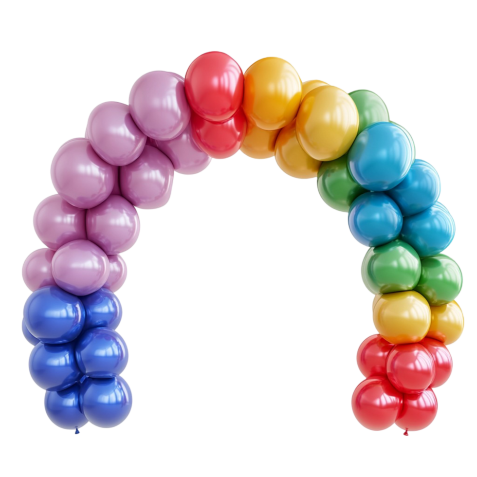 Rainbow Balloon Arch in Soft Pastel Colors png