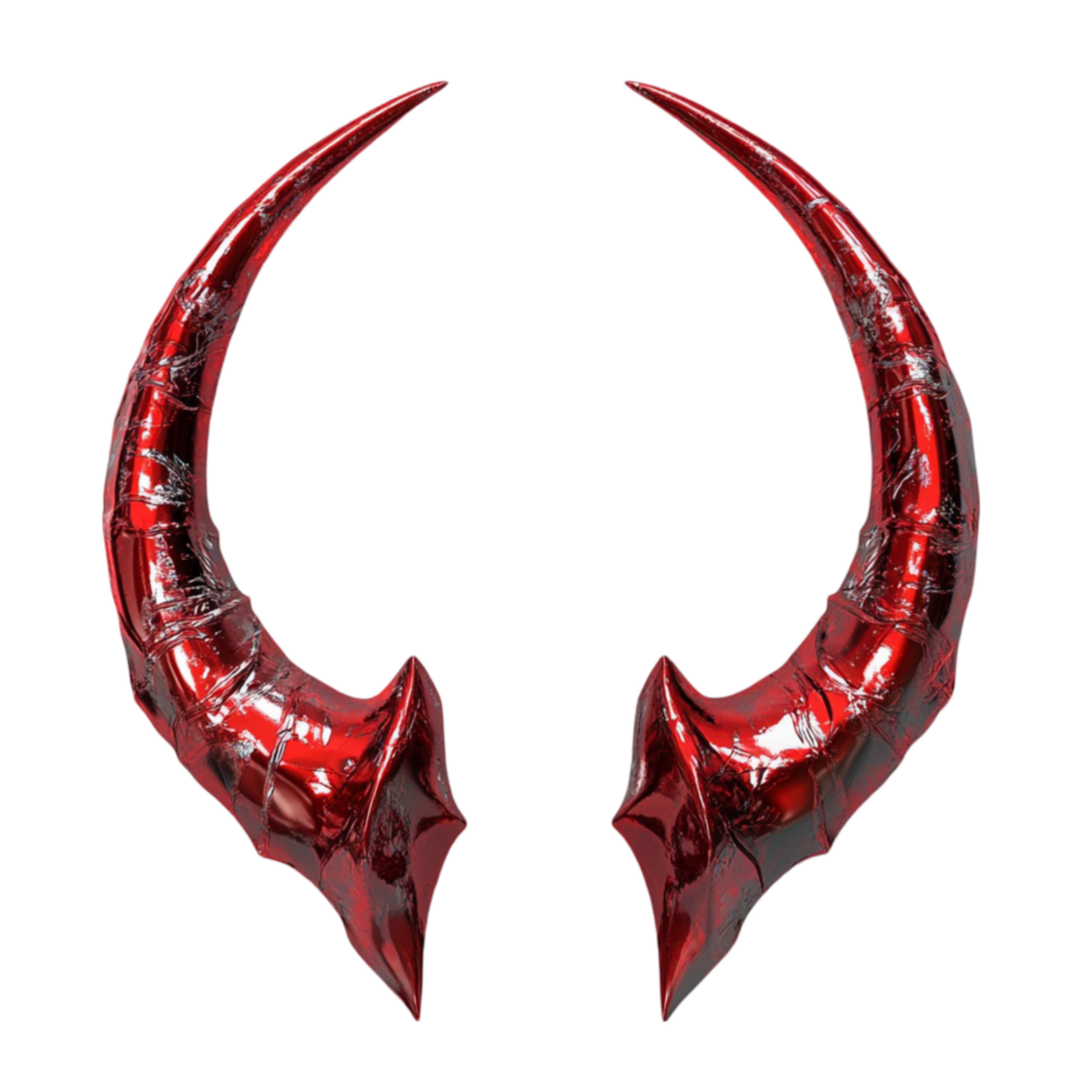 Curved Red Devil Horns with Sharp Ends png