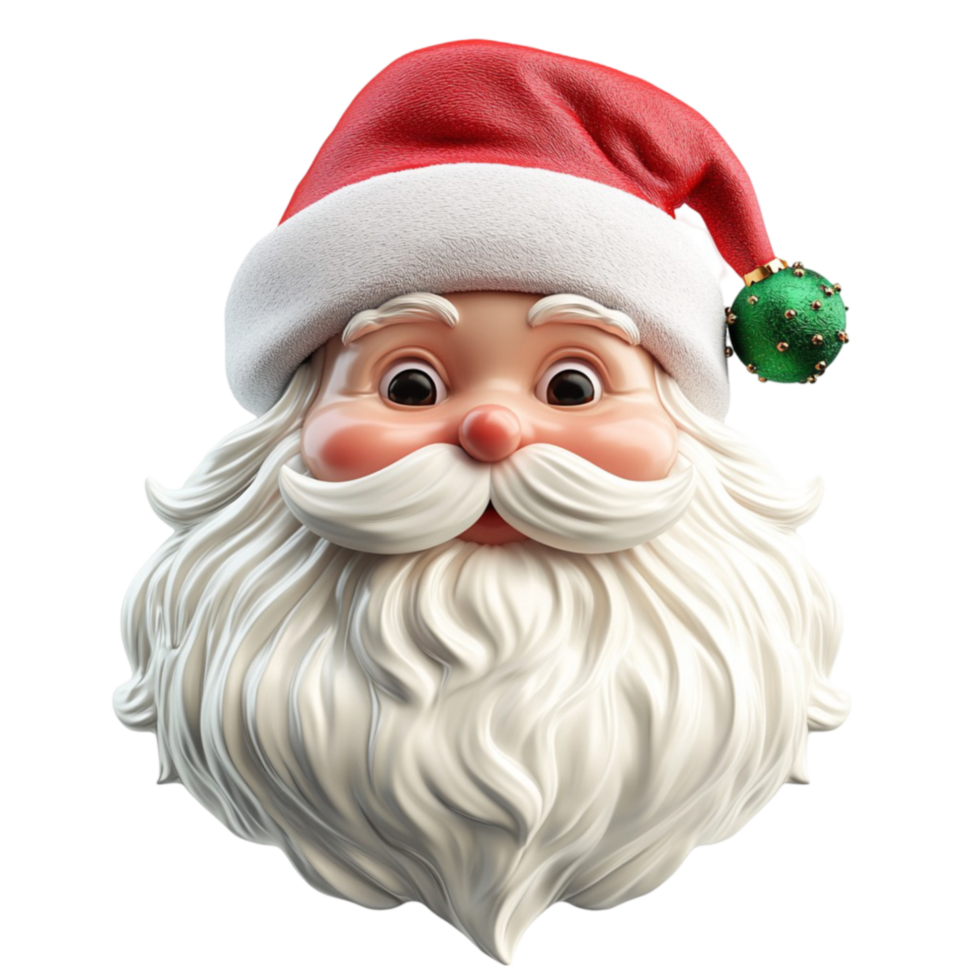 Jolly Santa Claus with White Beard Smiling 3D Art png