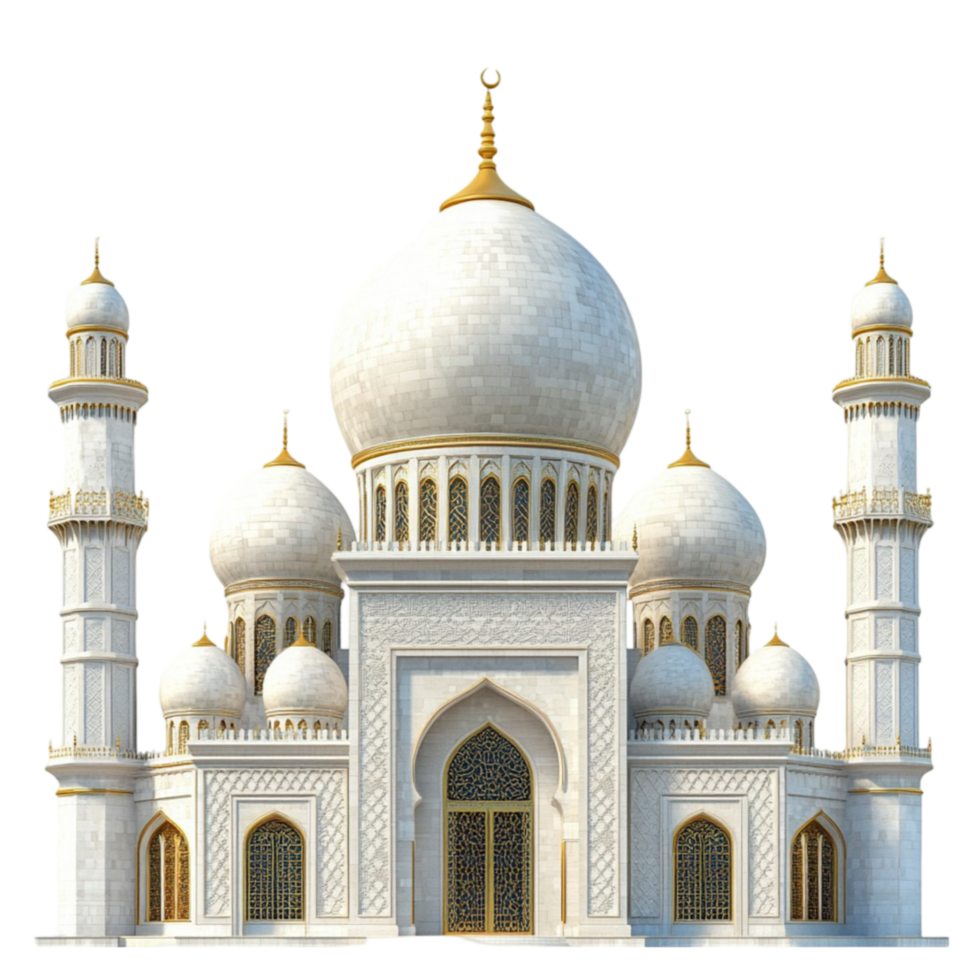 White Marble Mosque Elegant Islamic Architecture png