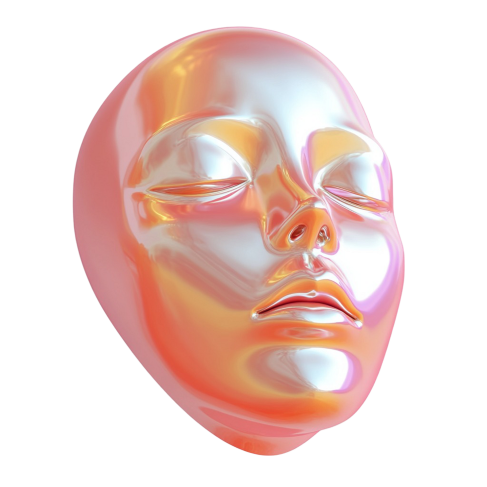 Shiny Iridescent Face Mask with Metallic Glow png