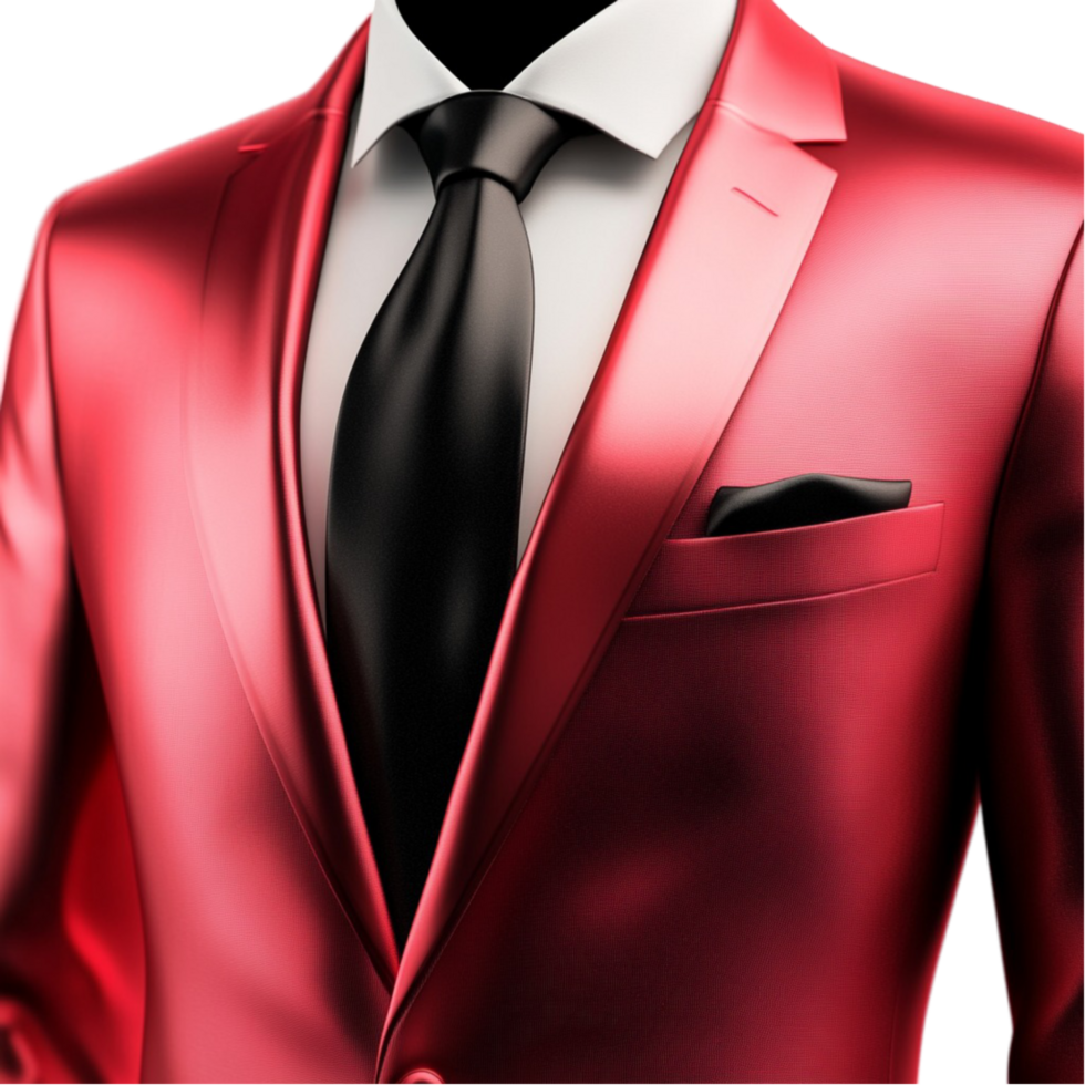 Shiny Red Tuxedo Jacket with Black Tie png