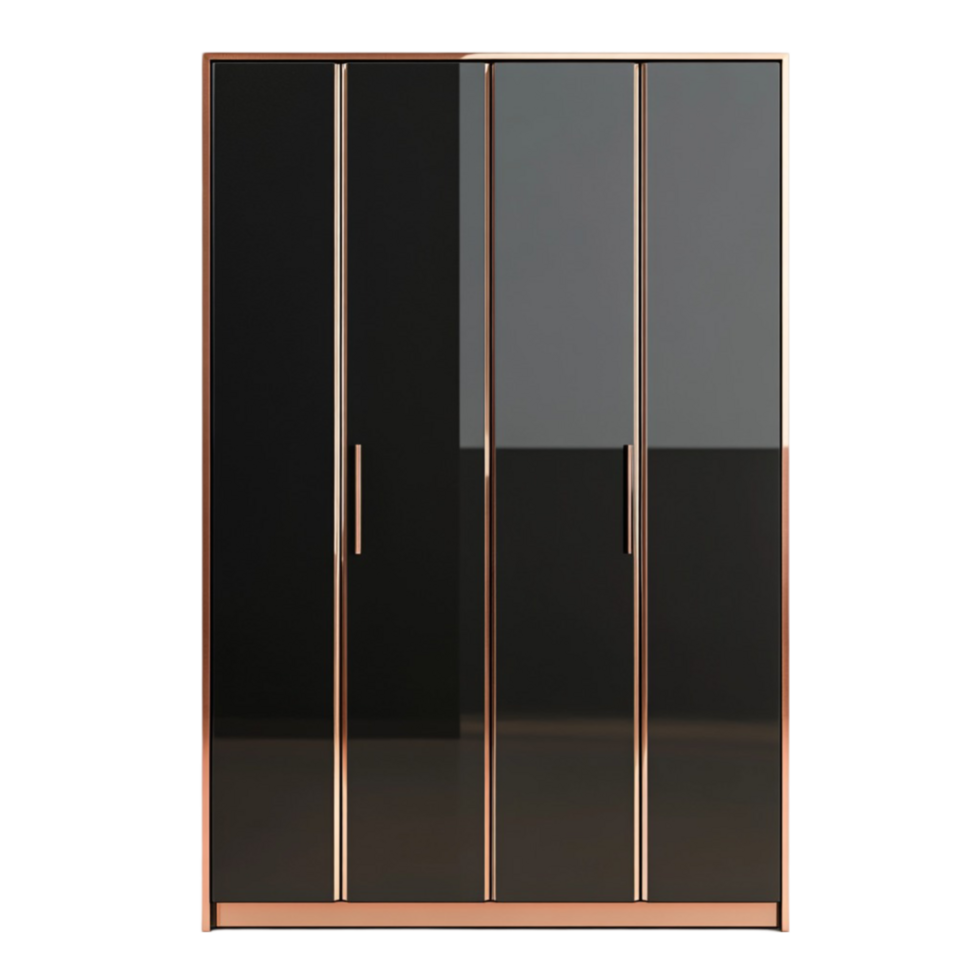 Black and Gold Two-Door Cabinet with Elegant Design png