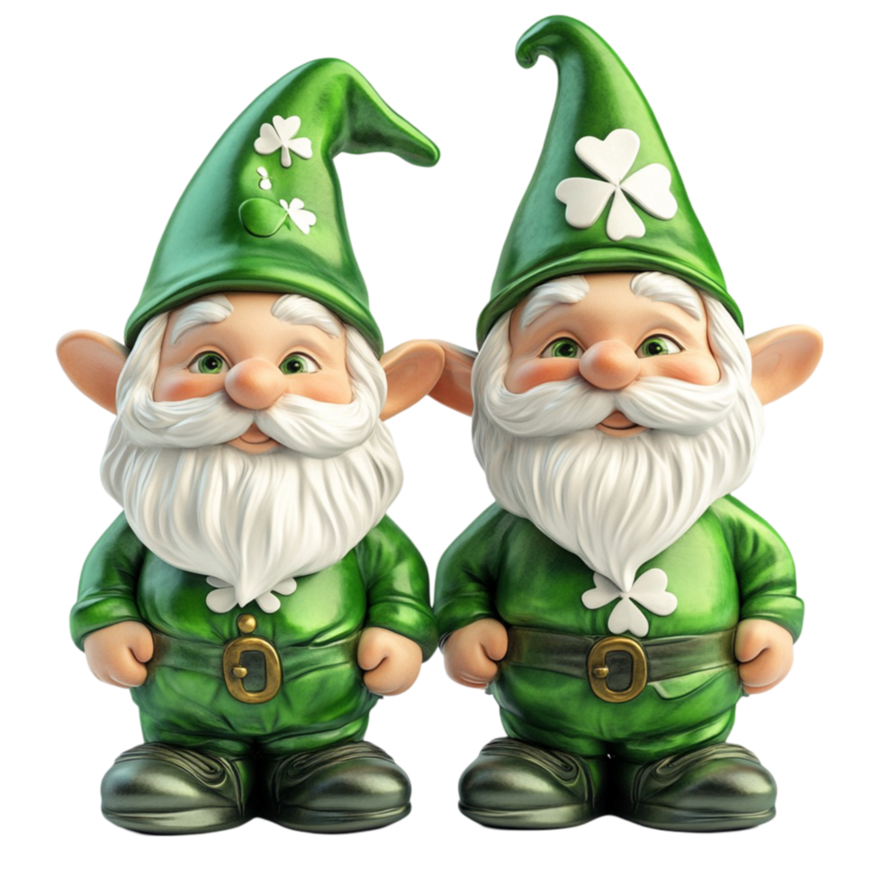Cute Green Gnome with Star Hat and White Beard png