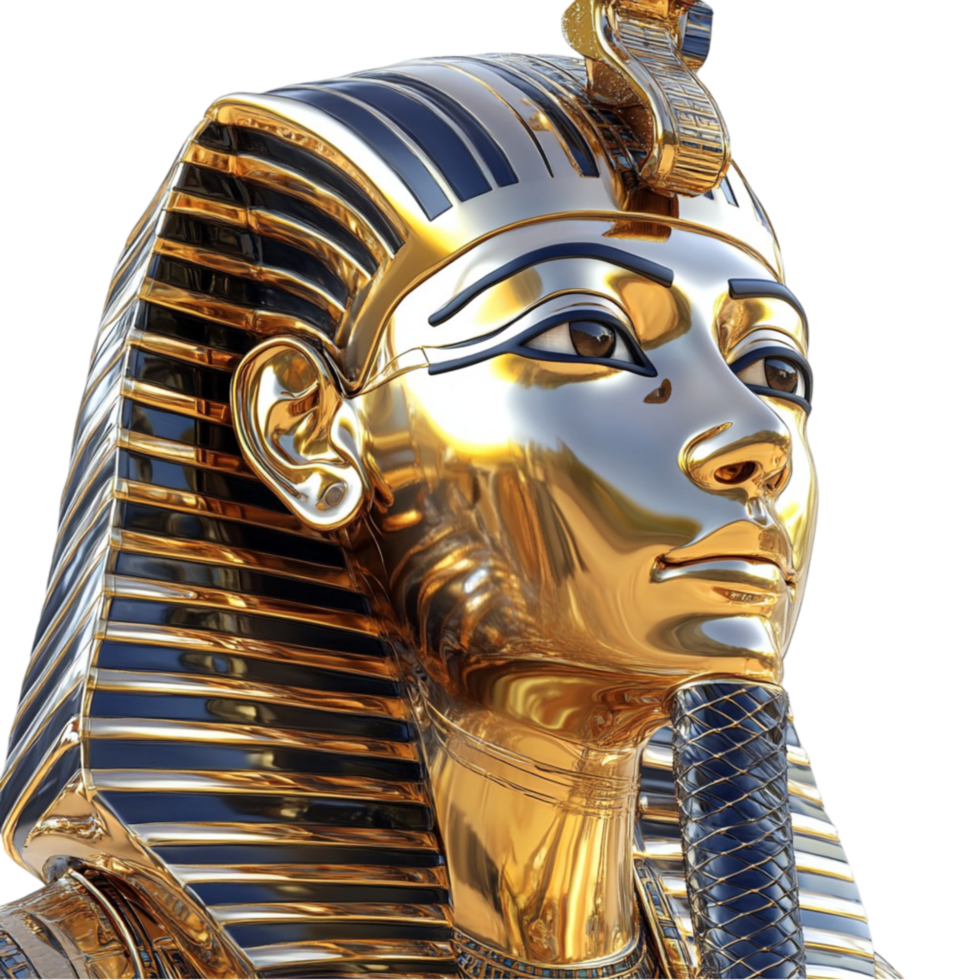 Gold Pharaoh Bust with Detailed Engravings png