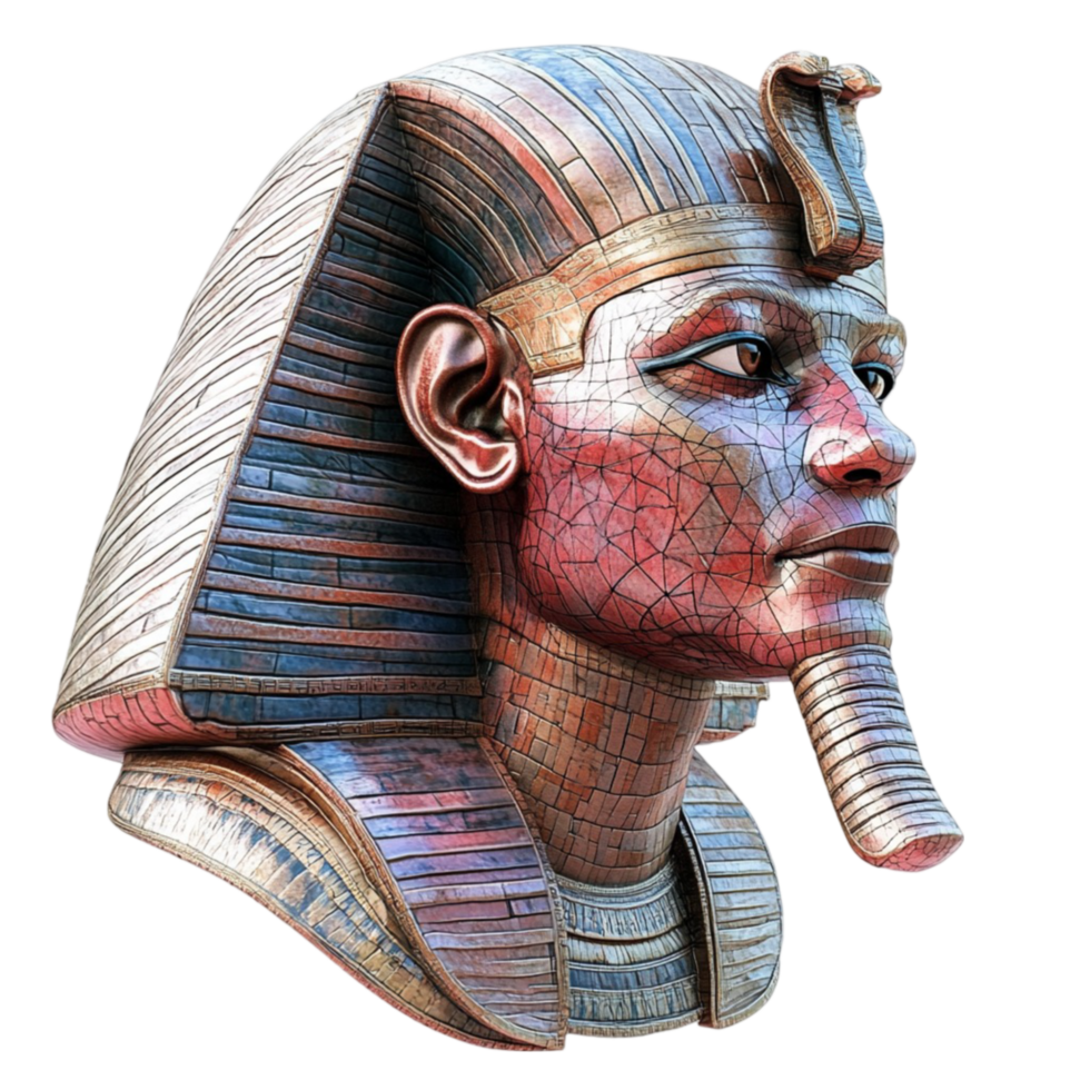 Realistic Pharaoh Bust with Color Accents png