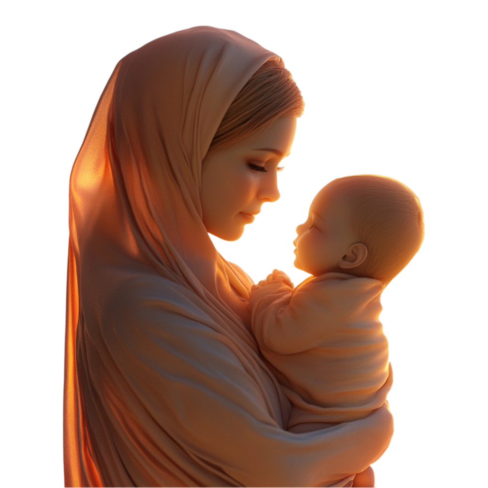 Muslim Mother Embracing Baby with Love png
