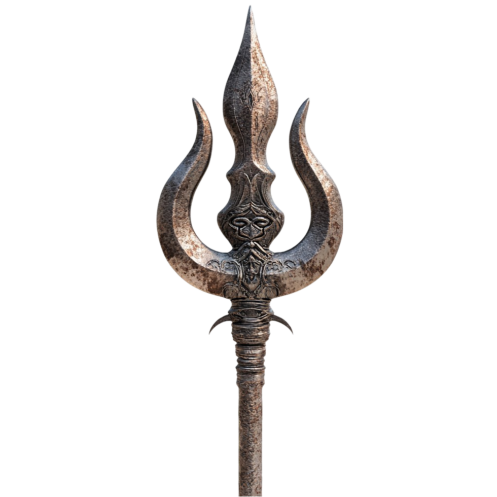 Rustic Metal Trident with Sharp Edges png