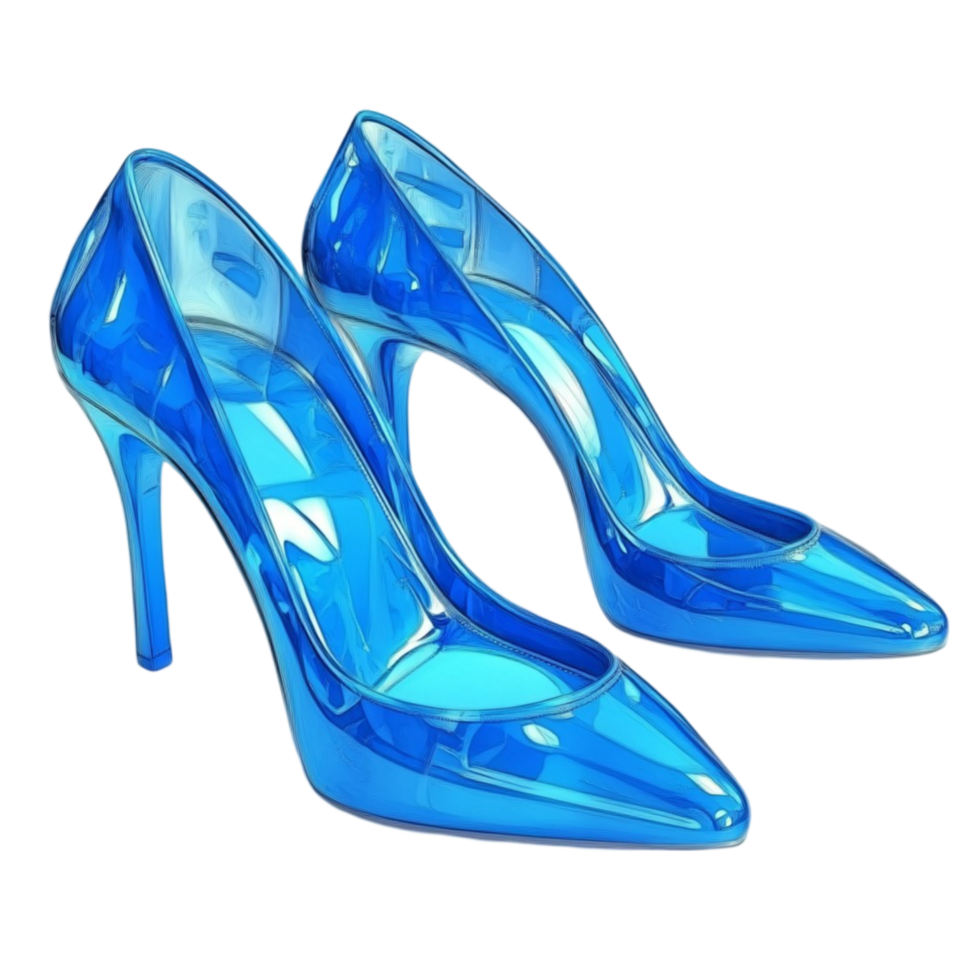 Pair of Stylish Blue Glass Stilettos png