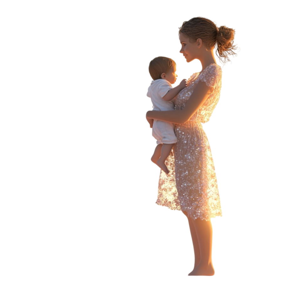 Mother Holding Baby in Loving Embrace png