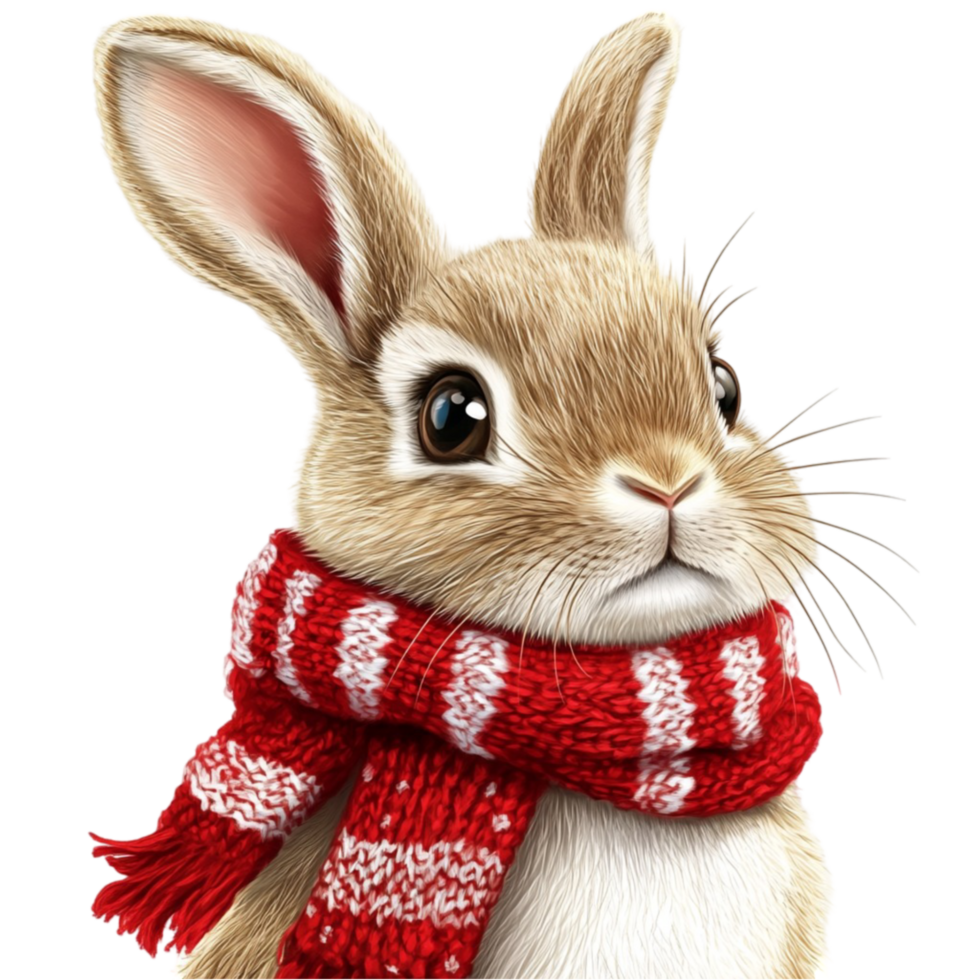 Cute Bunny in a Red Scarf png