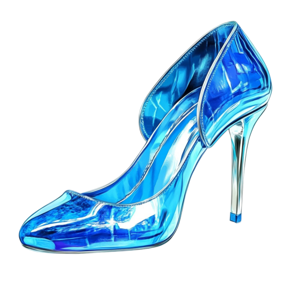Stylish Glass High Heel Shoe in Blue png