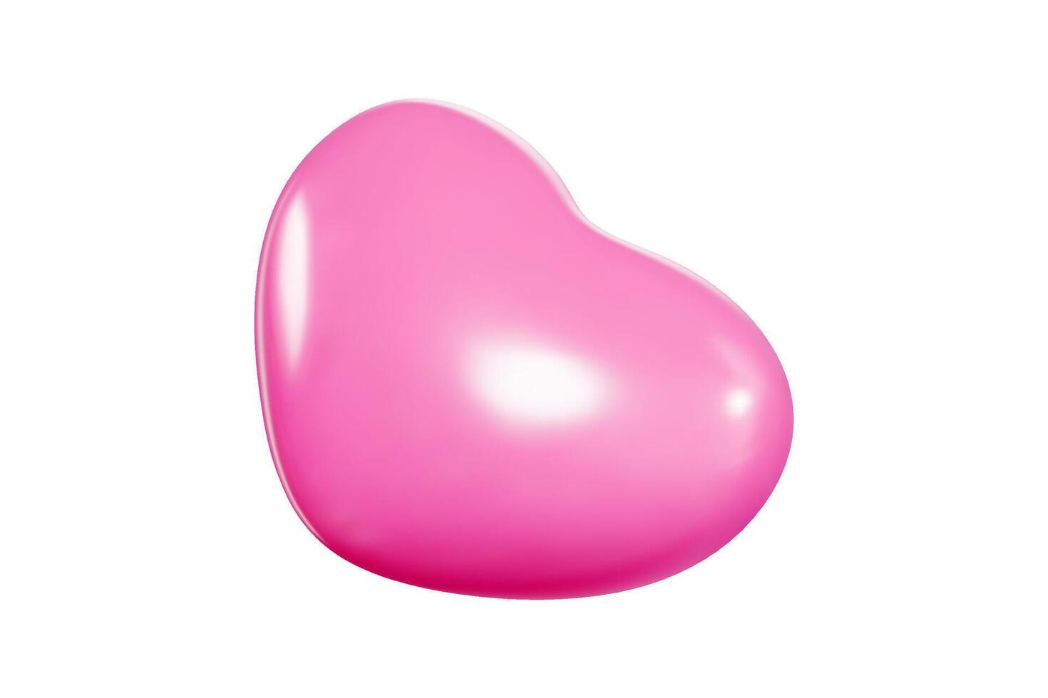 Pink floating heart balloon in 3d style with bright highlights and soft gradient effects. vector