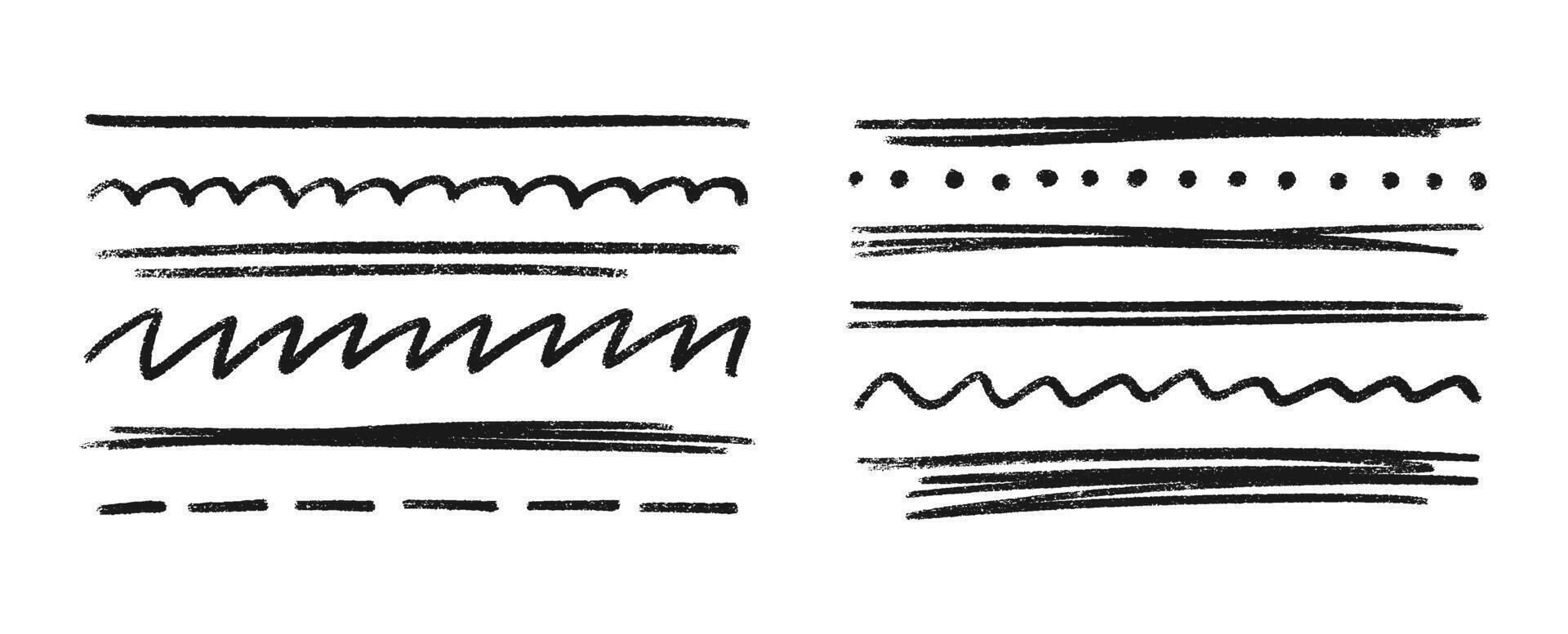 Black crayon underline divider collection vector