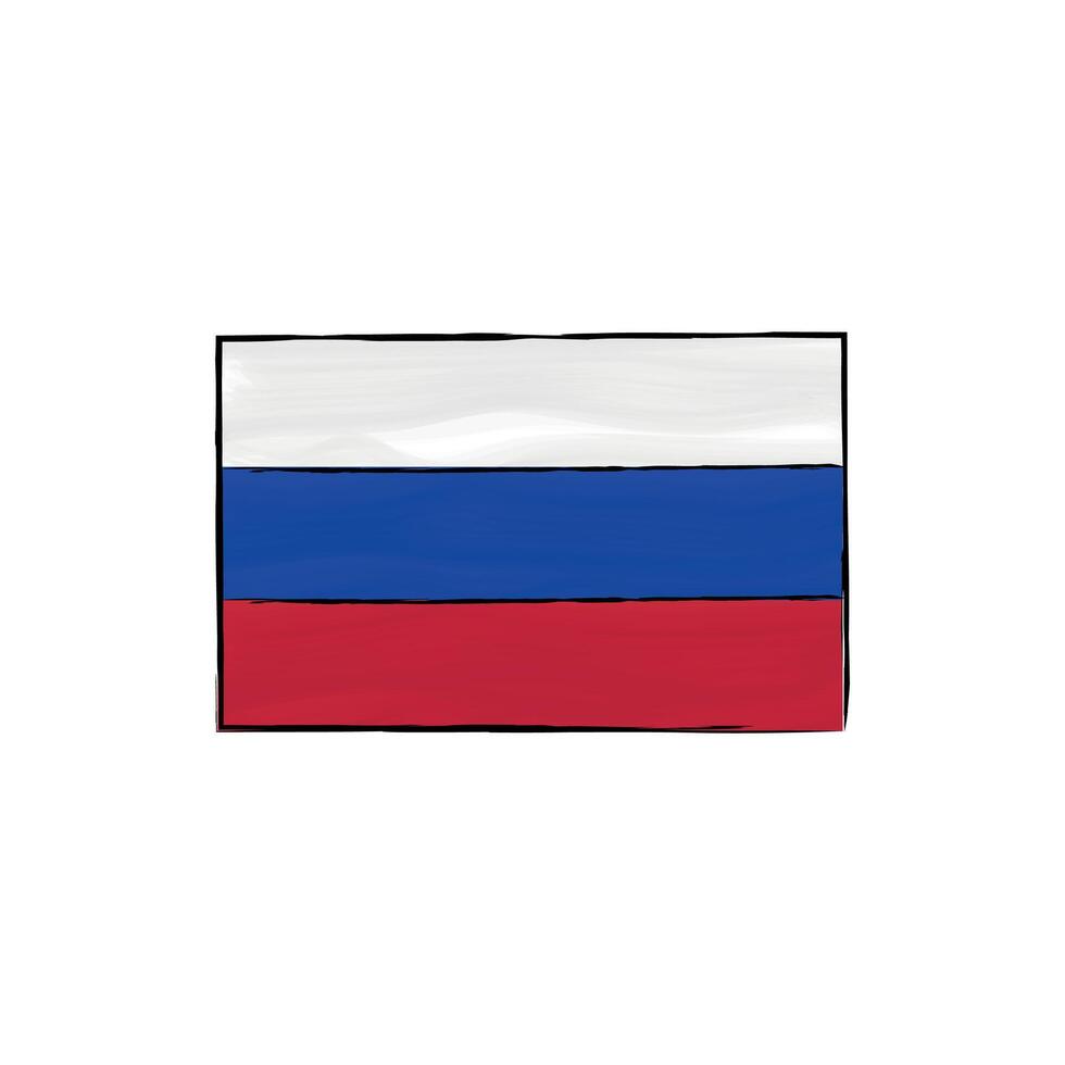 Russian country flag isolated, graphic element. Hand drawn illustration in sketch style. vector