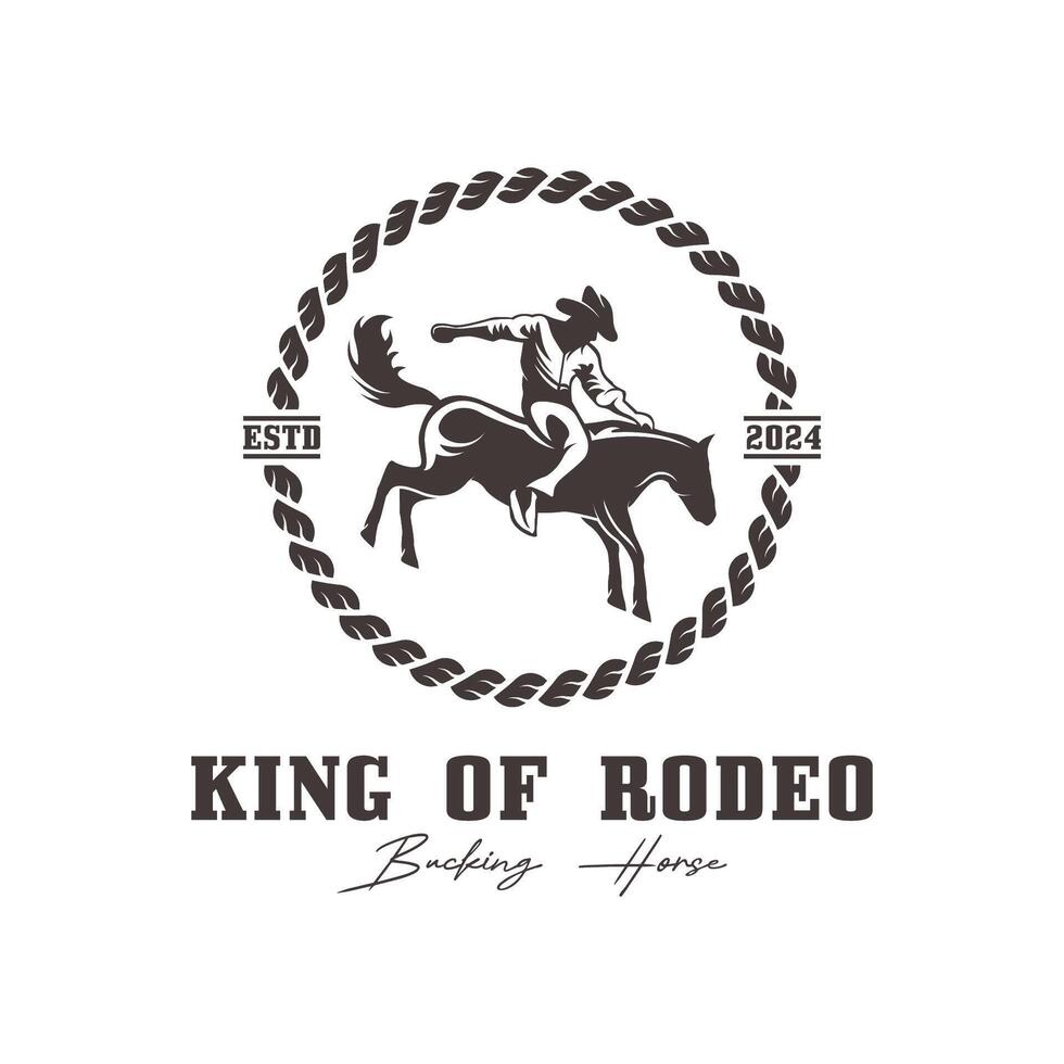 Logo cowboy rodeo with rope vector