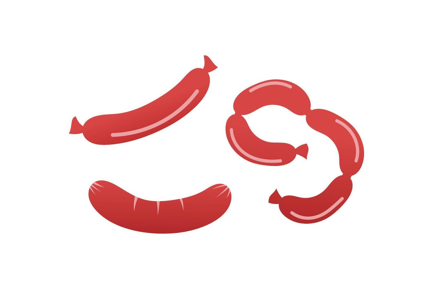 sausage or sosis flat icon set vector