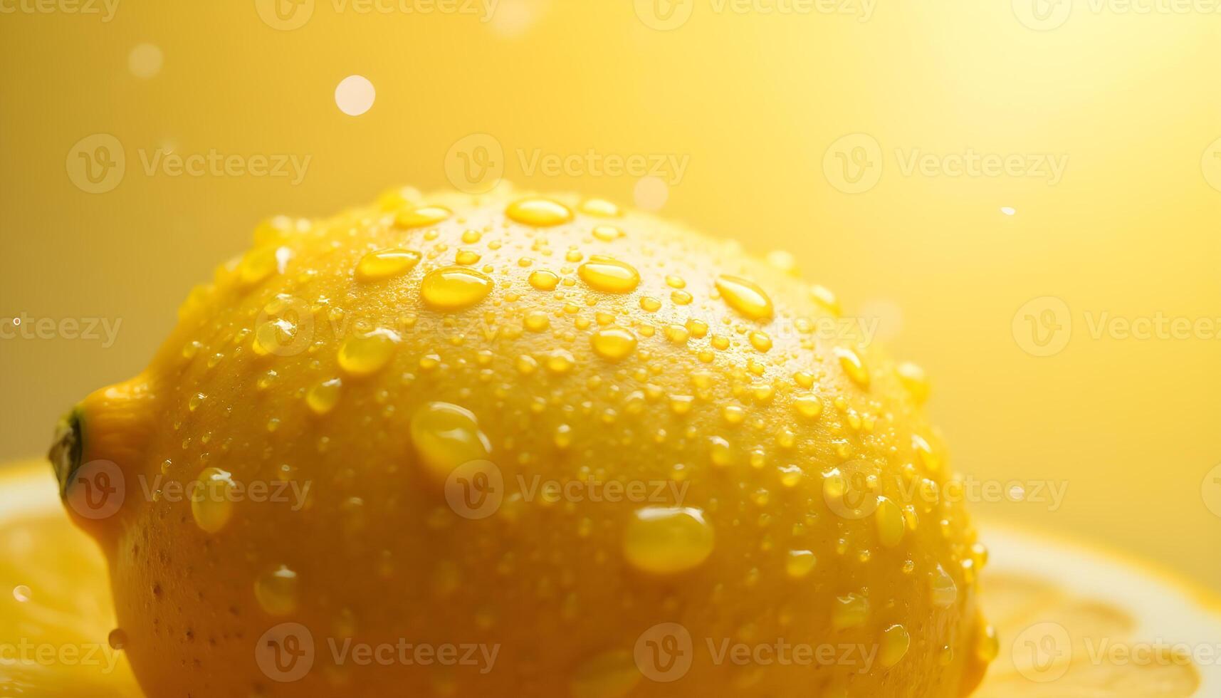 A lemon with water droplets on it photo