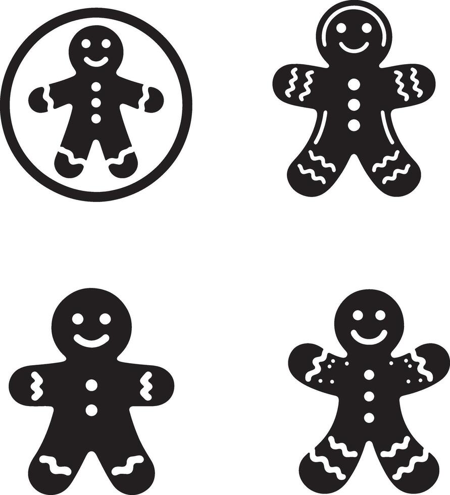 Gingerbread man icon set vector
