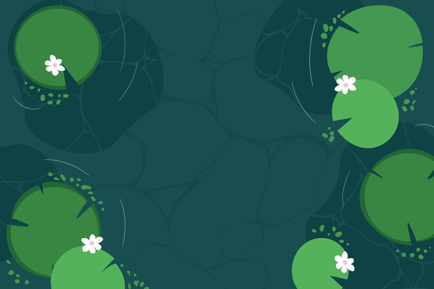 Pond with lily pad aqua plants vector