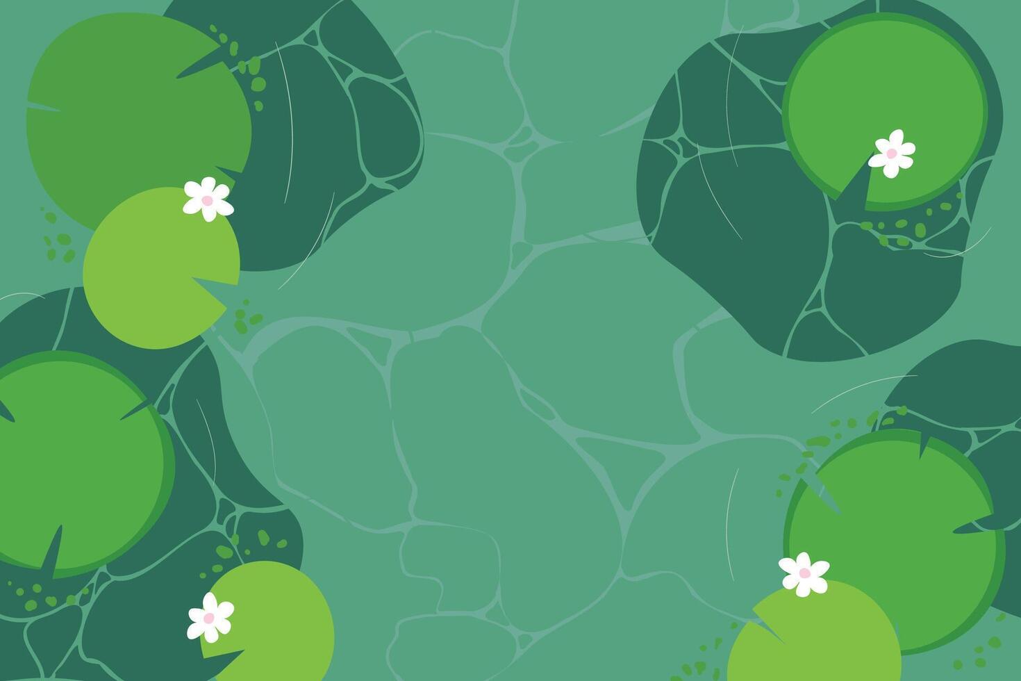 Pond with lotus pad aqua plants abstract water background vector