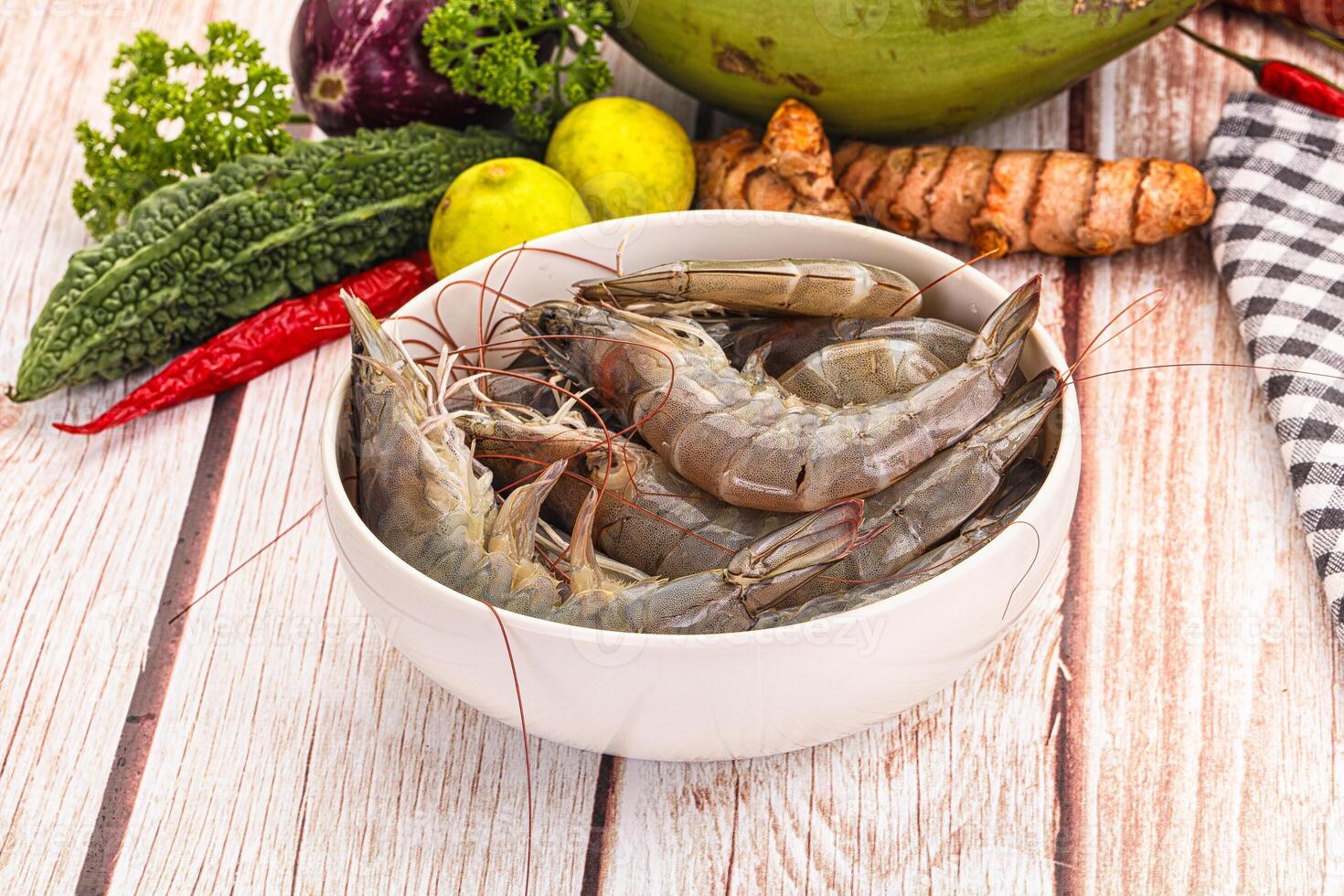 Raw fresh raw wild prawn photo