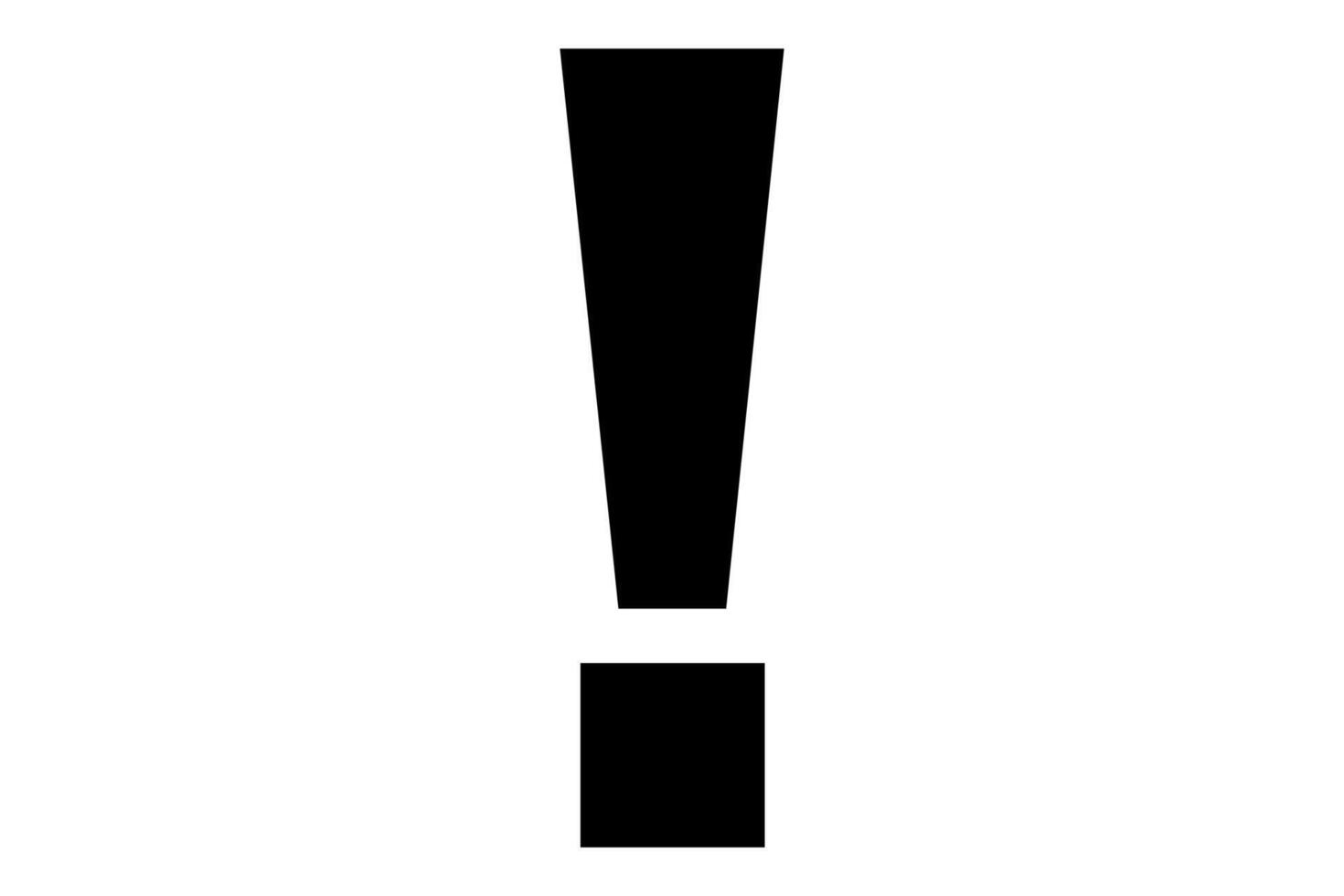 Black exclamation mark symbol on a white background, representing attention, warning, alert, or emphasis in design. vector
