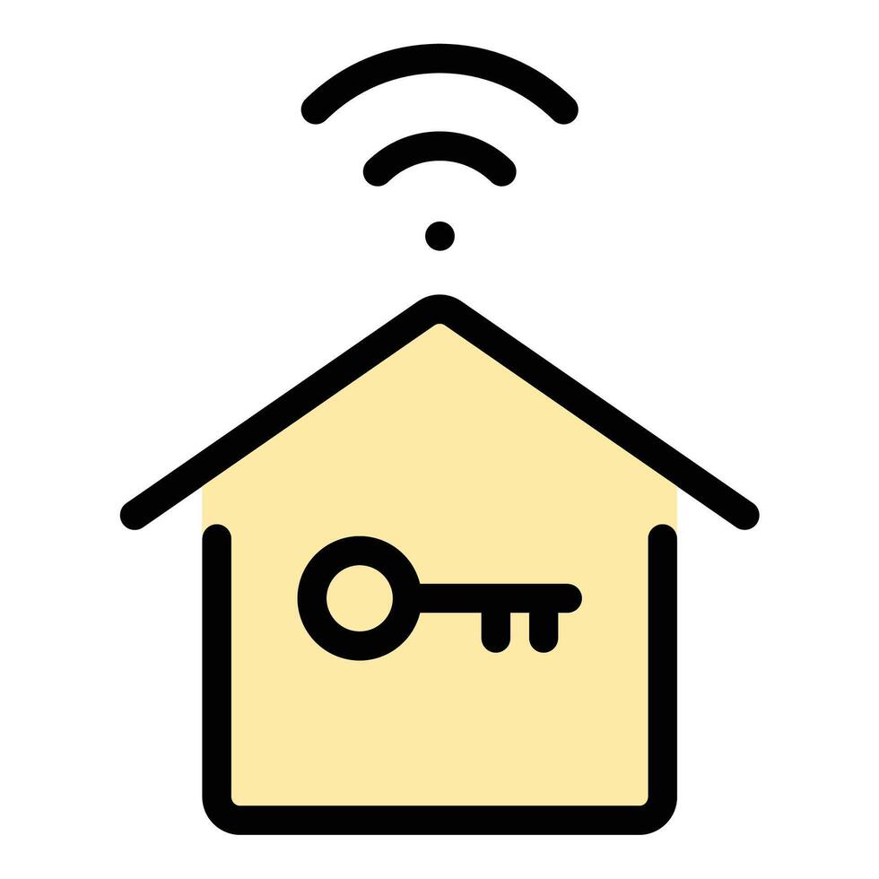 Smart Home Key Icon Secure Access in Flat Line Color Style vector