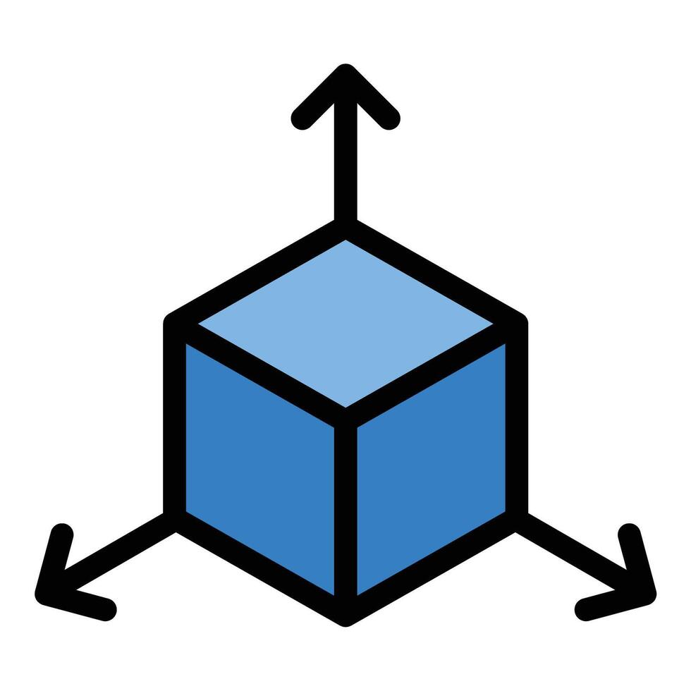3D Icon Dimensional Visualization in Flat Line Color Style vector